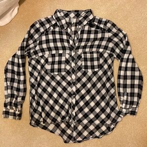 Free People Plaid High Low Button Down